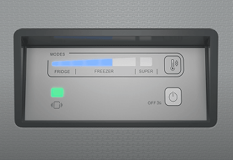 A closeup of electronic controls on a Maytag® freezer.