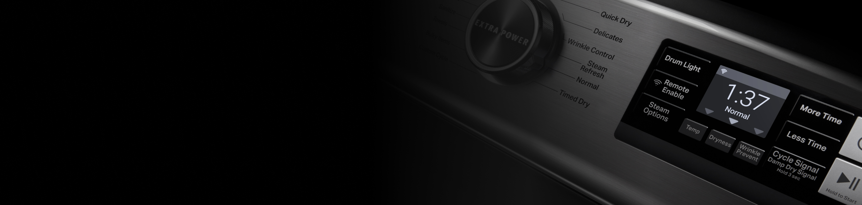 Close up image of a Maytag® dryer control panel