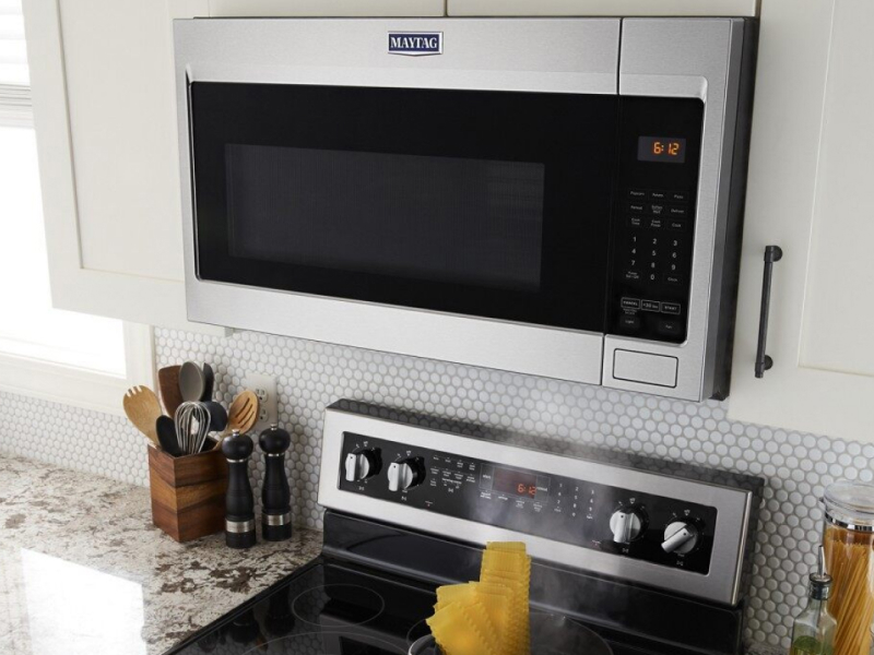 Maytag® microwave hood combination over Maytag® range