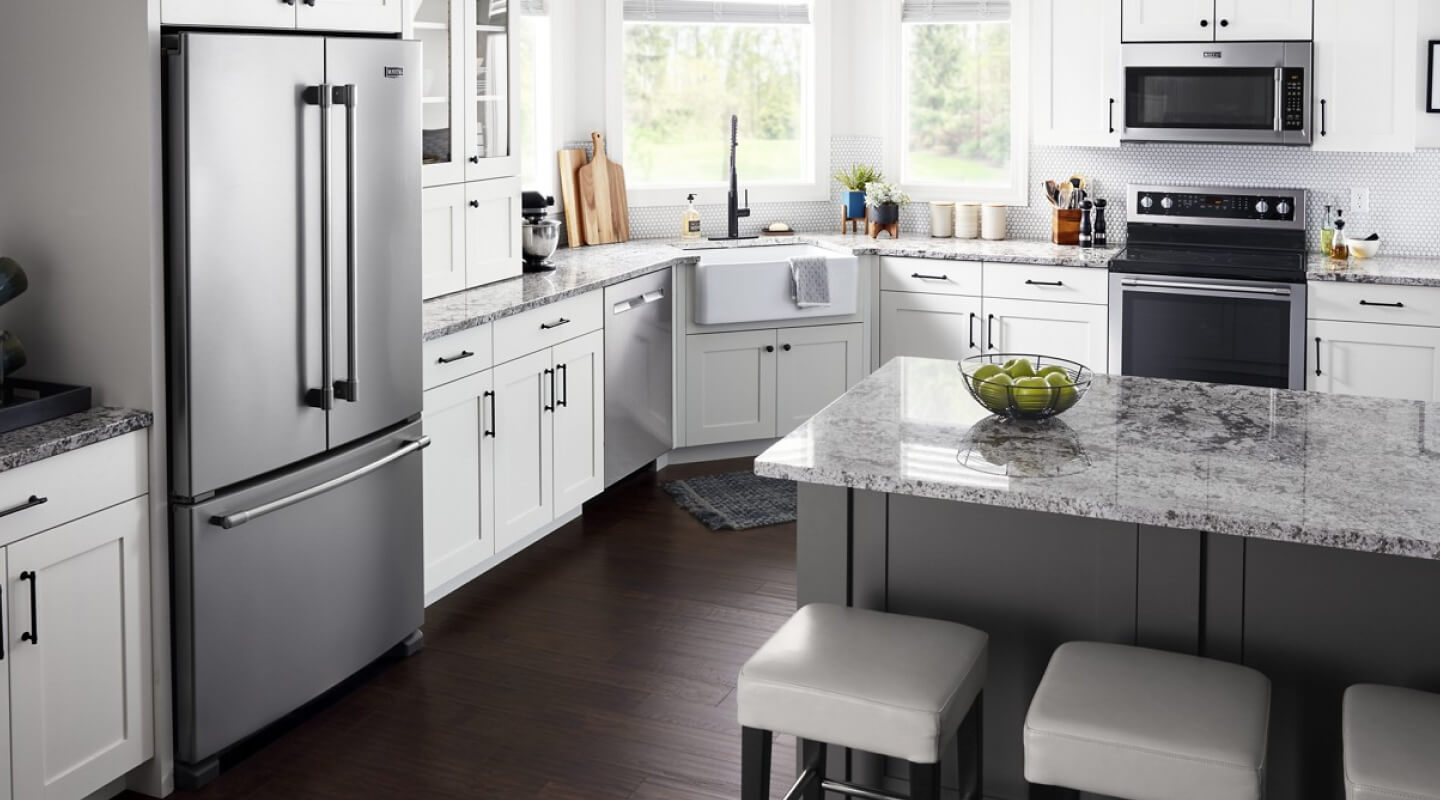 French door refrigerator in a white kitchen