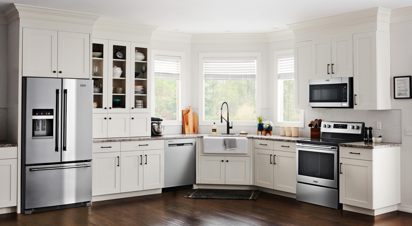 Various stainless steel appliances in a modern kitchen