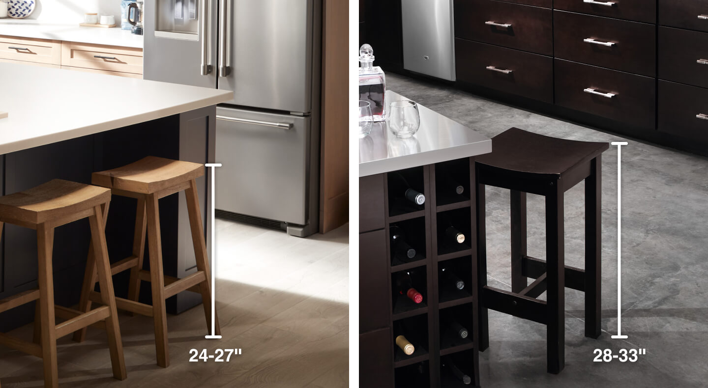 Images of counter height and bar height stools