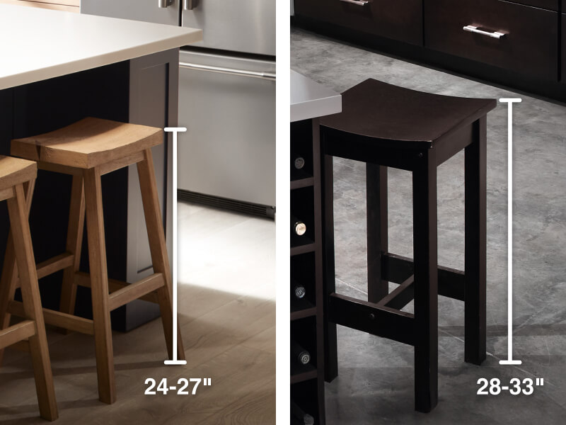 Images of counter height and bar height stools