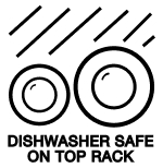 Dishwasher safe on top rack only icon