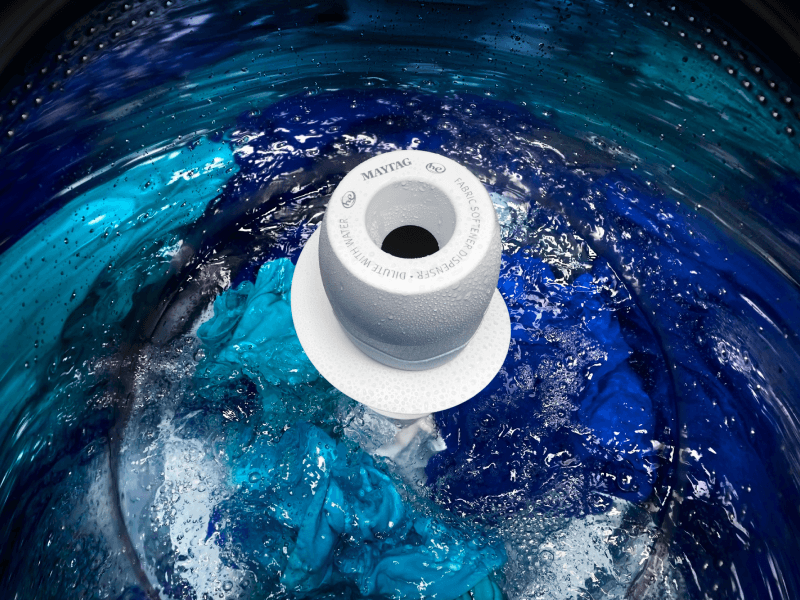 An agitator washer in action