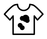 Two ink stains on a white t-shirt