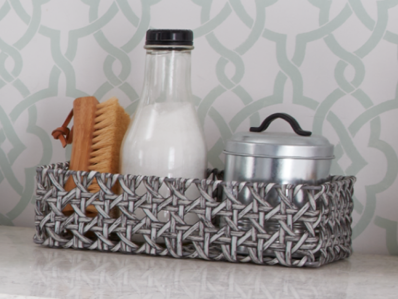 Cleaning supplies on a counter