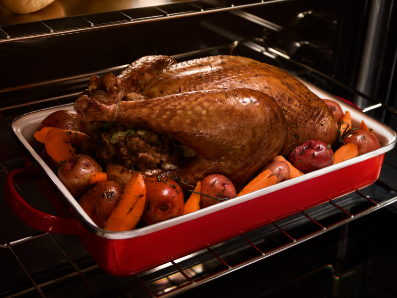 Large turkey roast in an oven