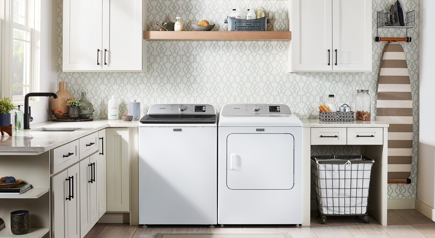 White Maytag® top load washer and dryer set