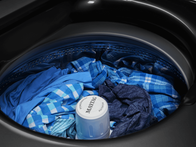 Blue clothes in washing machine