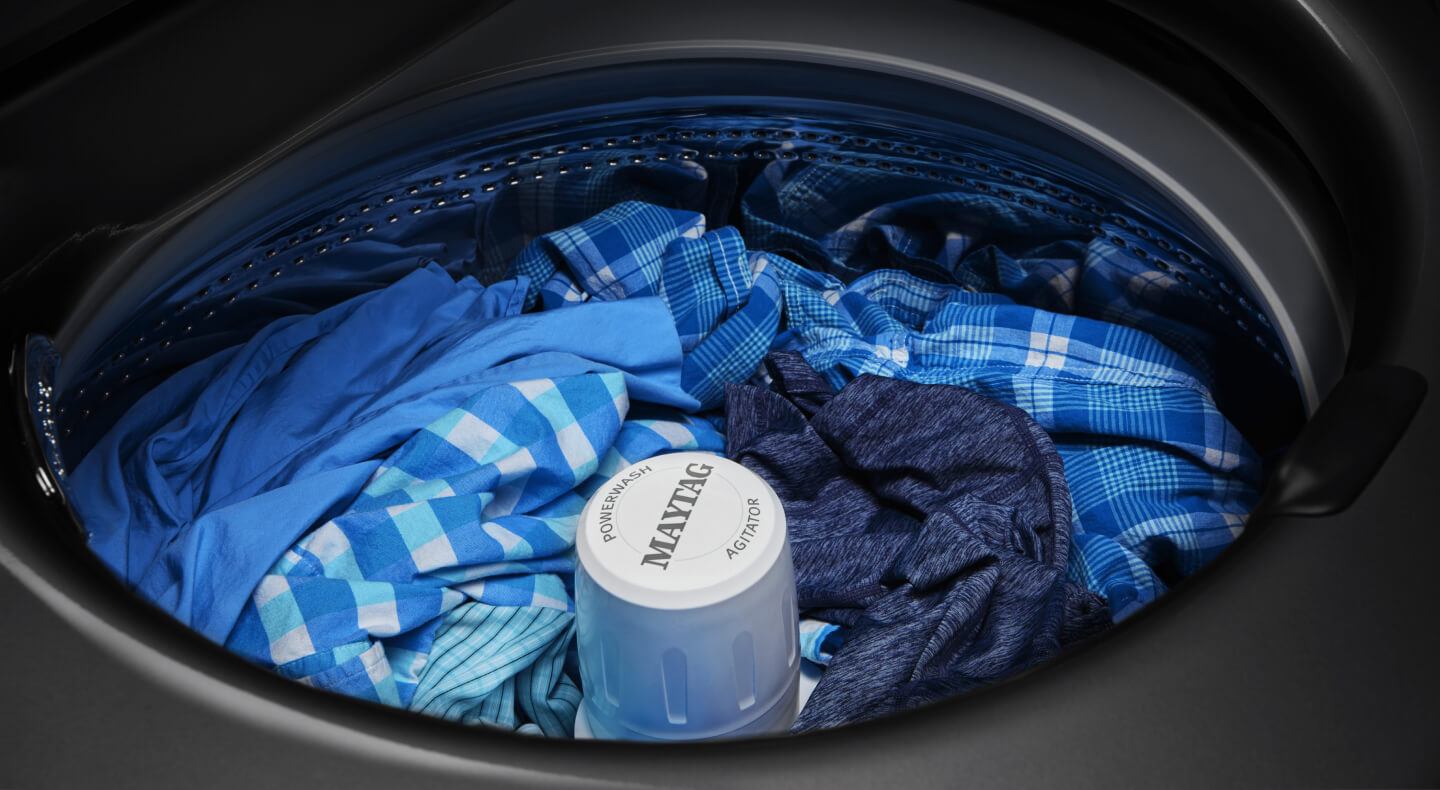 Blue clothes in washing machine