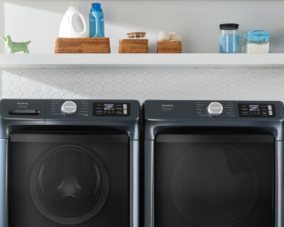 The top of a Maytag® washer and dryer pair