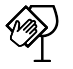 Hand drying wine glass with rag icon