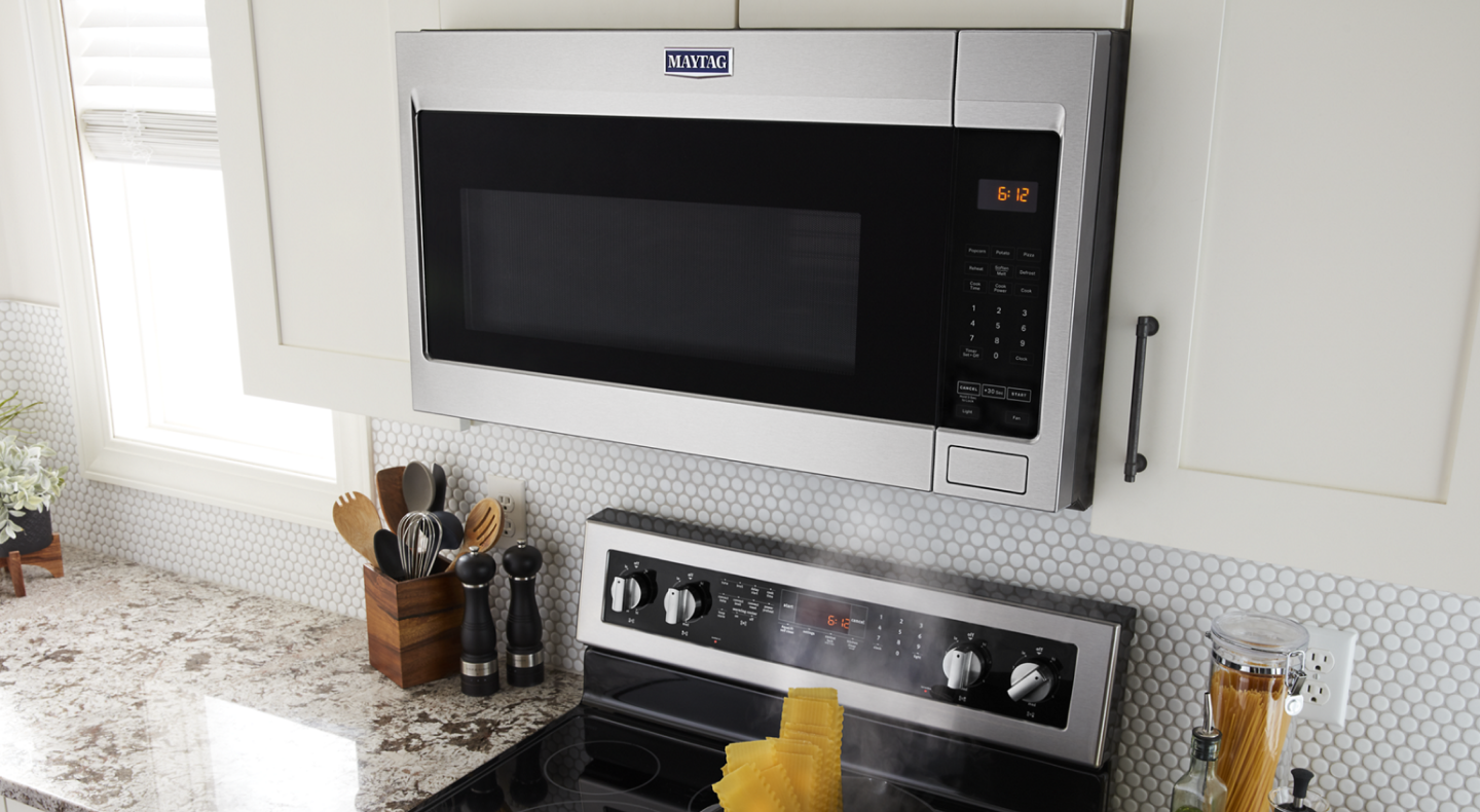 Stainless steel Maytag® over-the-range microwave