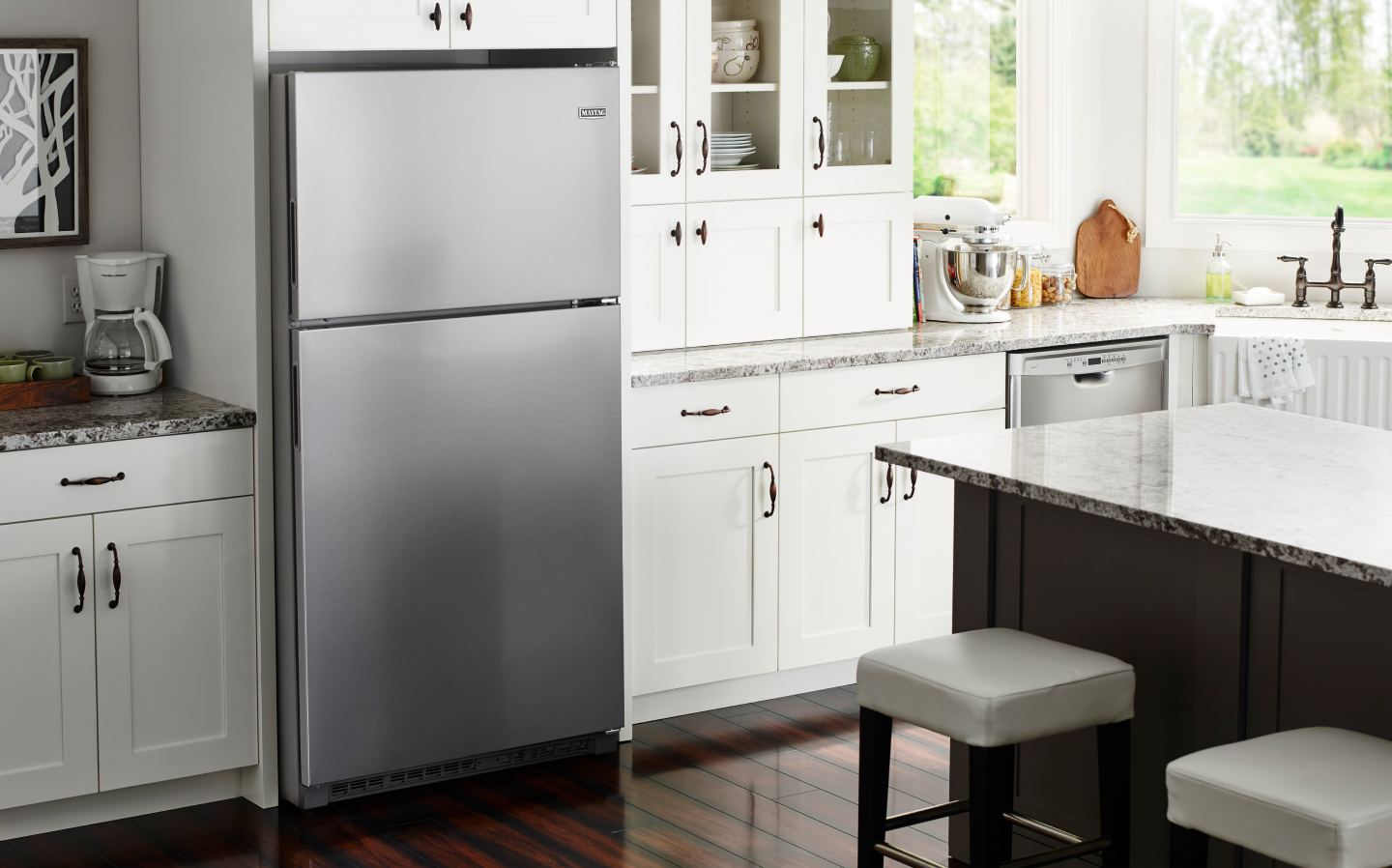 Stainless steel top mount refrigerator