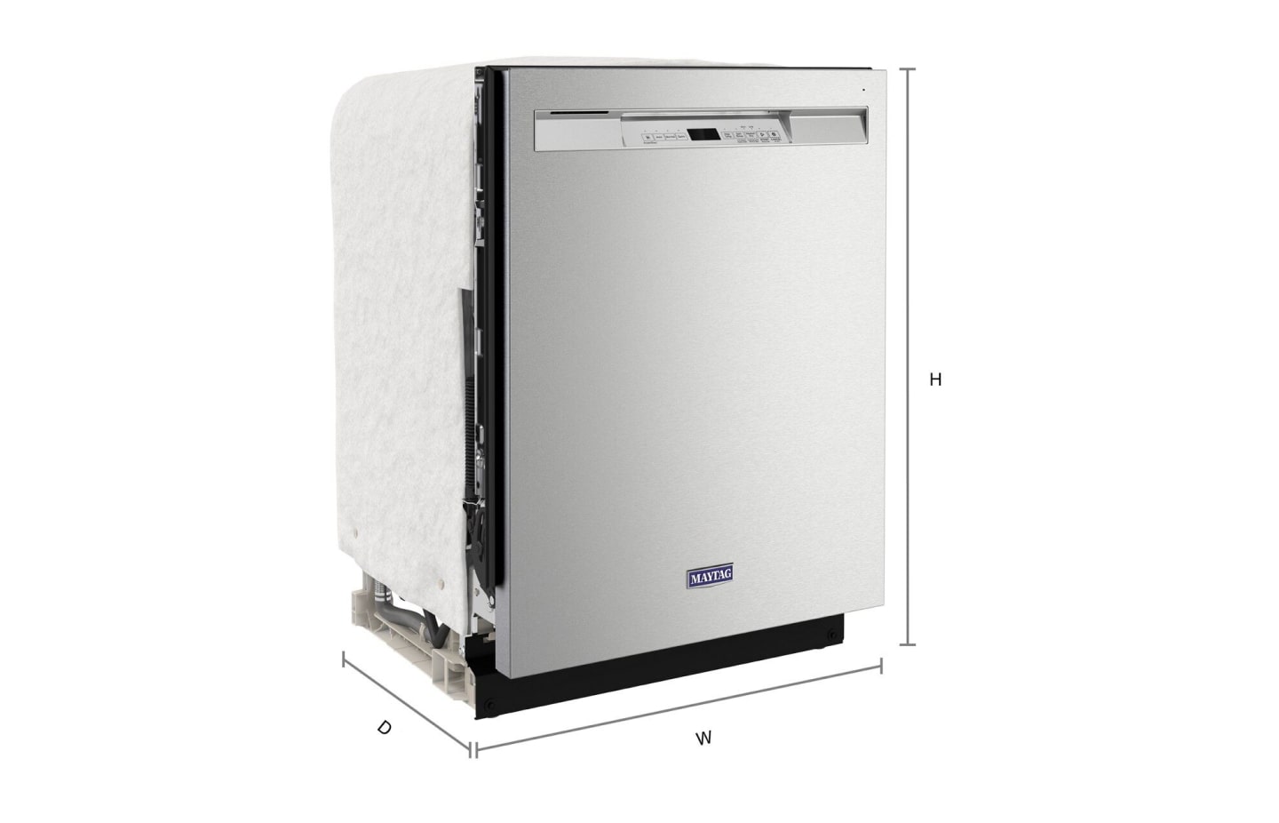 View of dishwasher with unfinished sides