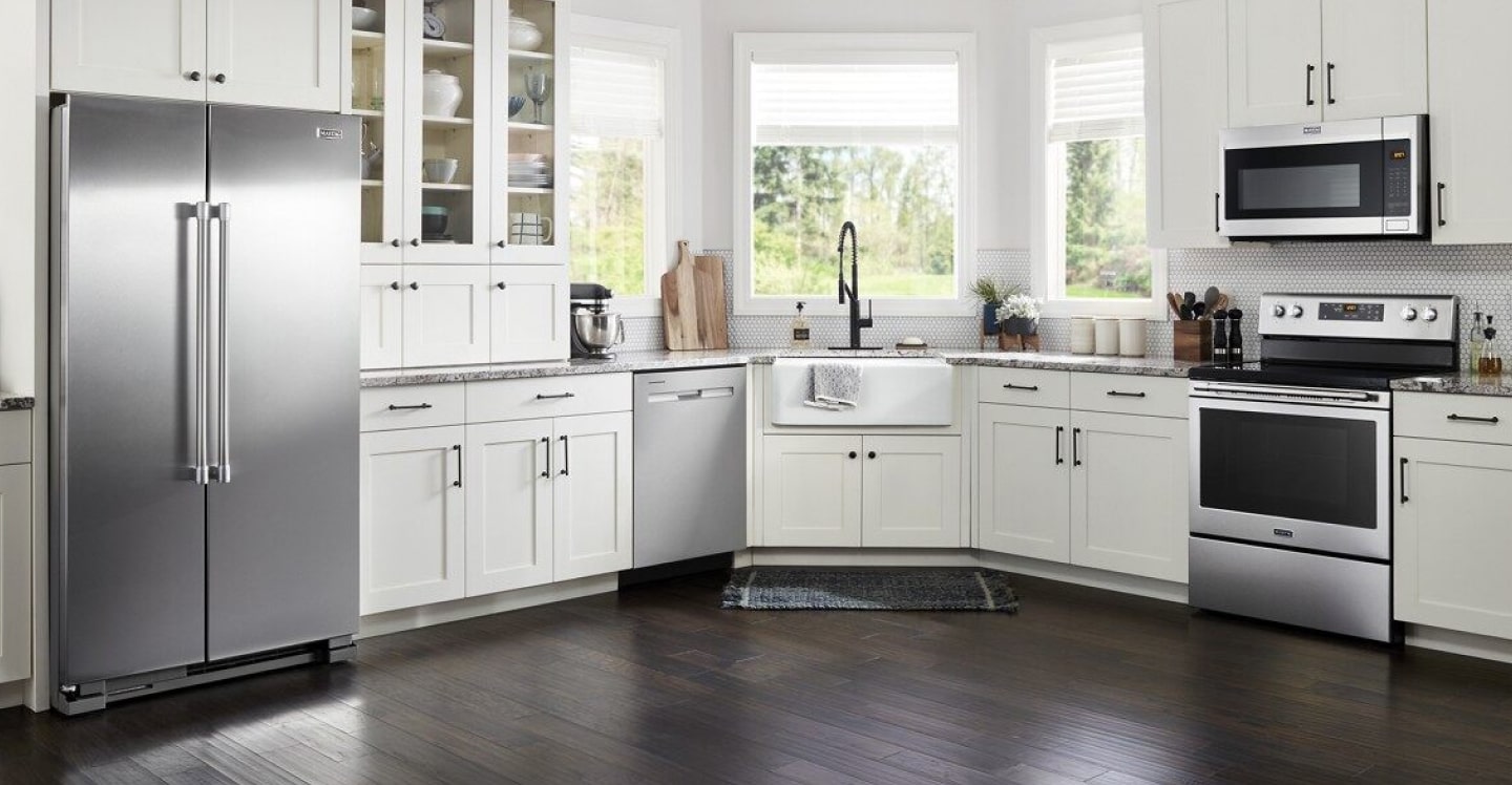 Kitchen showcasing Maytag® stainless steel appliances