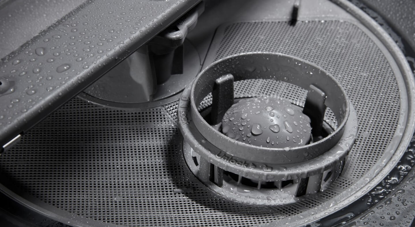 A filter in a dishwasher