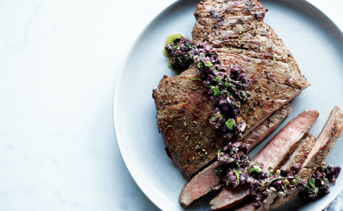 Sliced steak on a plate