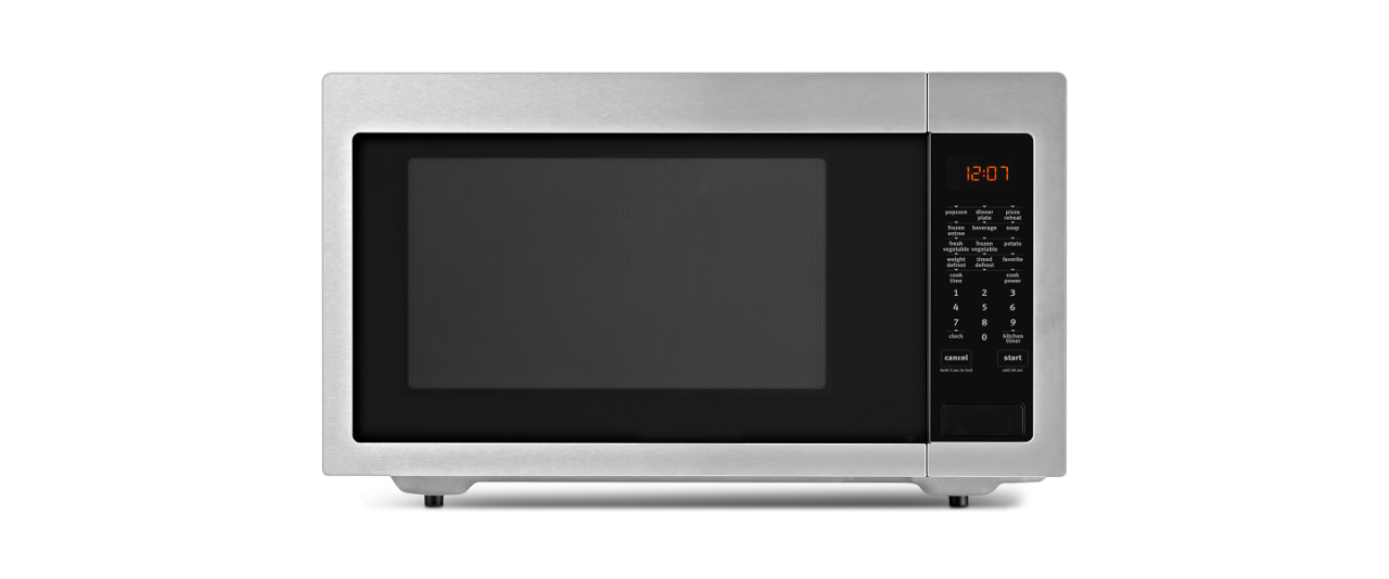 Stainless steel countertop microwave