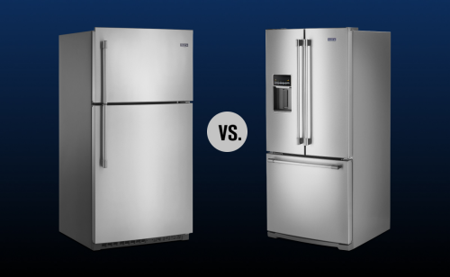 Stainless steel top and bottom mount refrigerators