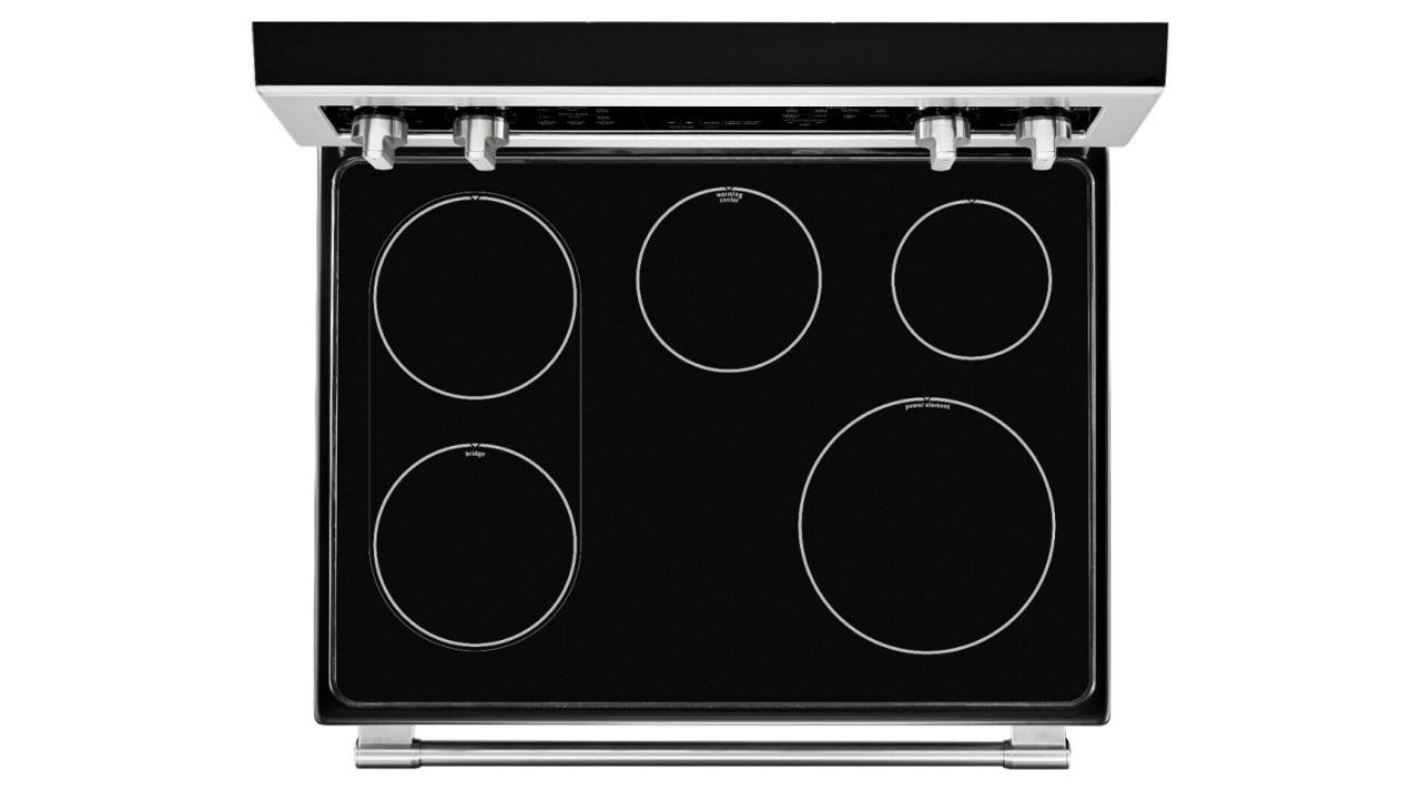 Top-down view of glass stovetop