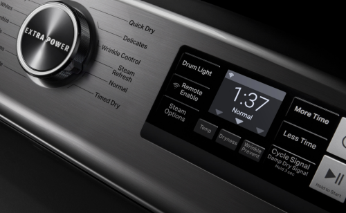 Close up image of a Maytag® dryer control panel