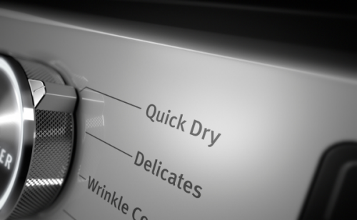 Close-up of dryer controls