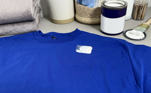 Paint on a blue shirt