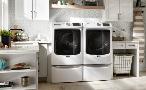 White Maytag® front load washing machine