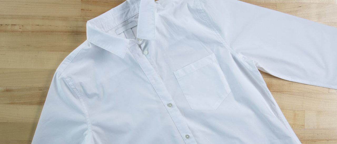 A clean white shirt with the red wine stain removed