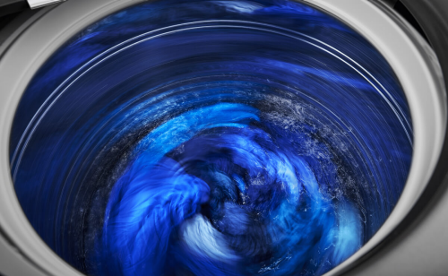 Wet blankets spinning in a washer