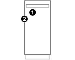 A trash compactor with numbers indicating model number placement