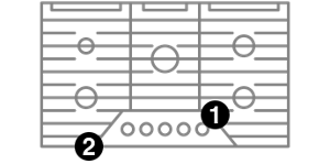 A cooktop with numbers indicating model number placement