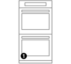 A wall oven with numbers indicating model number placement