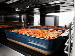 Casserole baking in a convection microwave