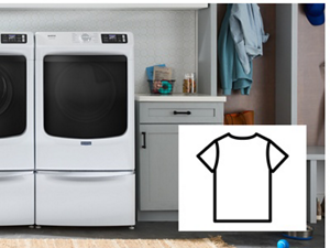 Maytag® side-by-side front load washer and dryer in a modern laundry room