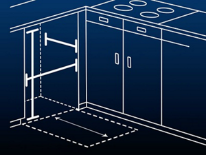 A rough opening cutout for a dishwasher installation