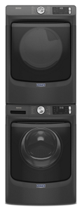 A Maytag® front load stackable washer and dryer set.