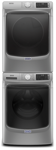 A Maytag® front load stackable washer and dryer set.