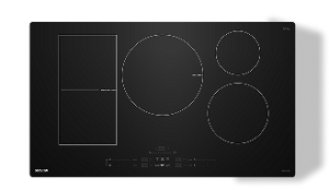 A black glass induction cooktop.