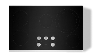 A black glass electric cooktop.