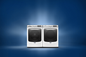 A Maytag® laundry set with a Reader's Choice badge