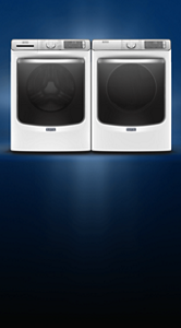 A Maytag® laundry set with a Reader's Choice badge
