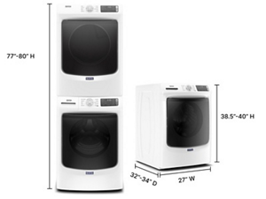 Image showing dimensions of stacked and unstacked washer and dryer