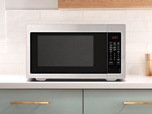 A Maytag® microwave setting on a countertop