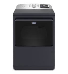 Maytag® electric dryer in midnight steel.