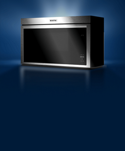 A microwave with light behind it